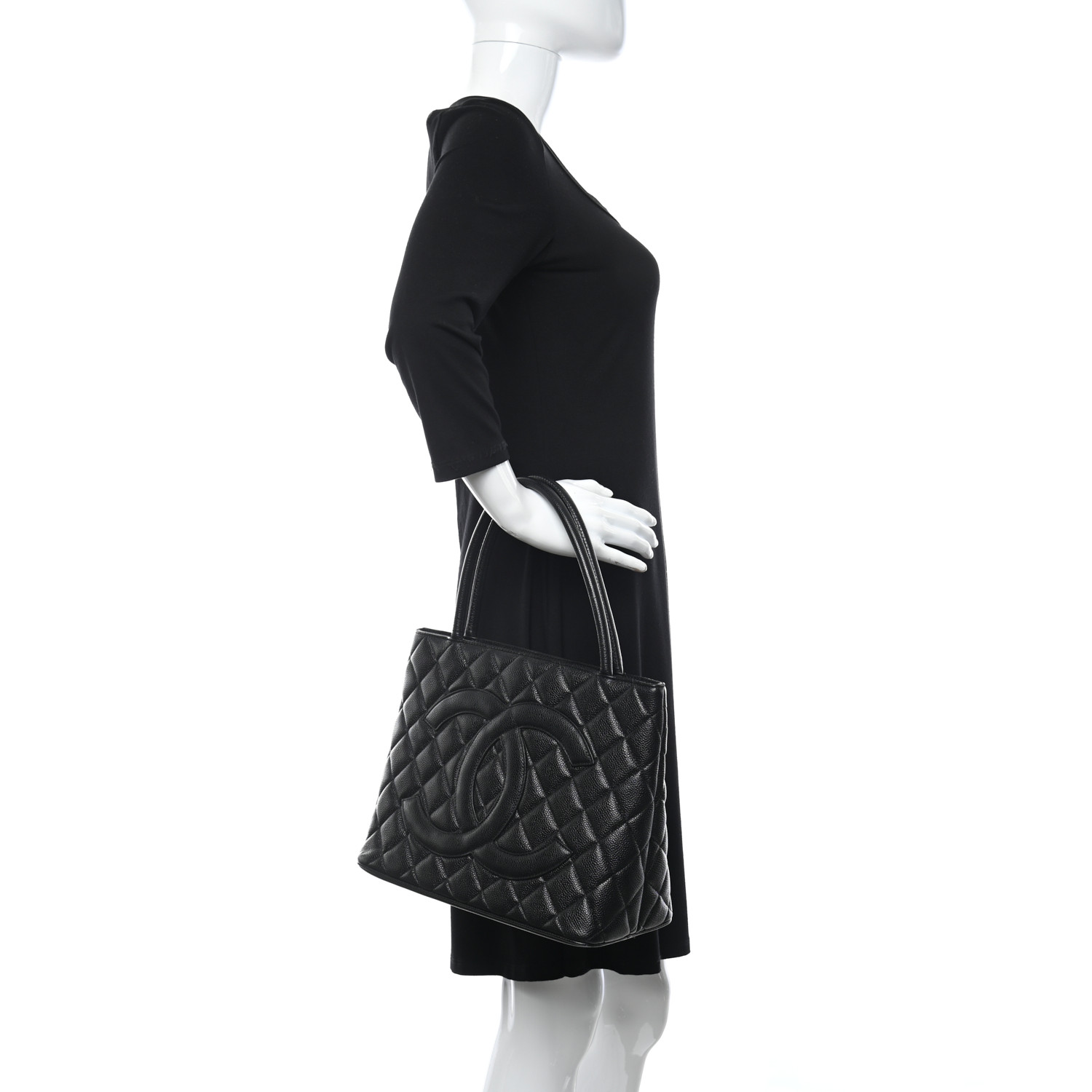 Caviar Quilted Medallion Tote Black - FrasersFashion