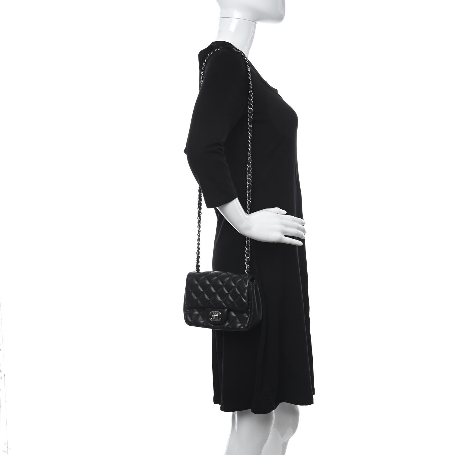 Lambskin Quilted Mini Square Flap Bag Black - FrasersFashion