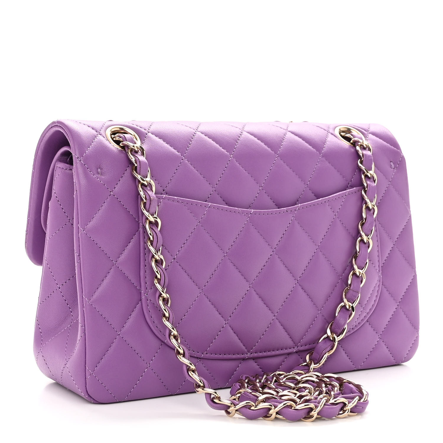 Lambskin Quilted Small Double Flap Purple - FrasersFashion