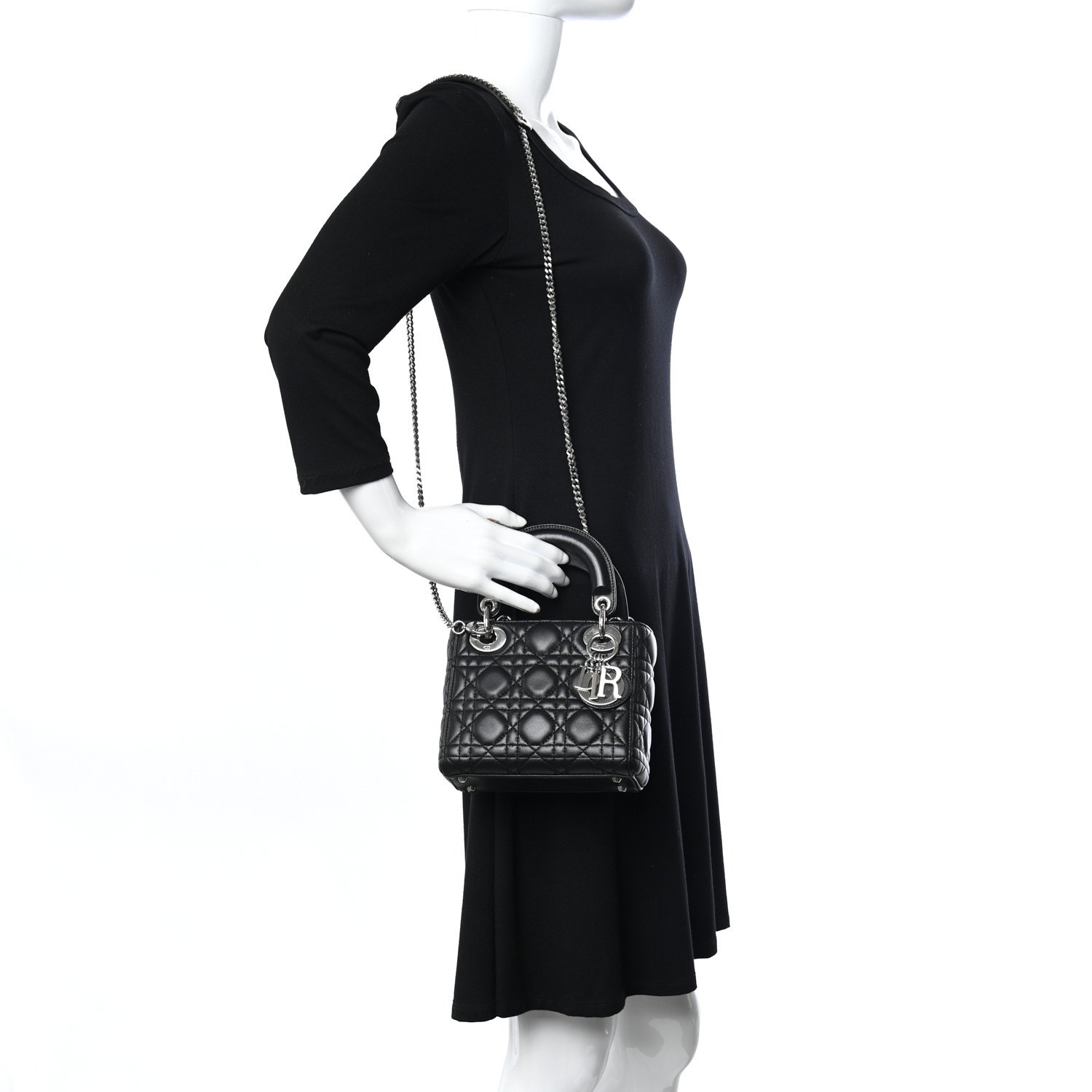 Lambskin Cannage Mini Lady  Black（6.5 x 6 x 3 in） - FrasersFashion