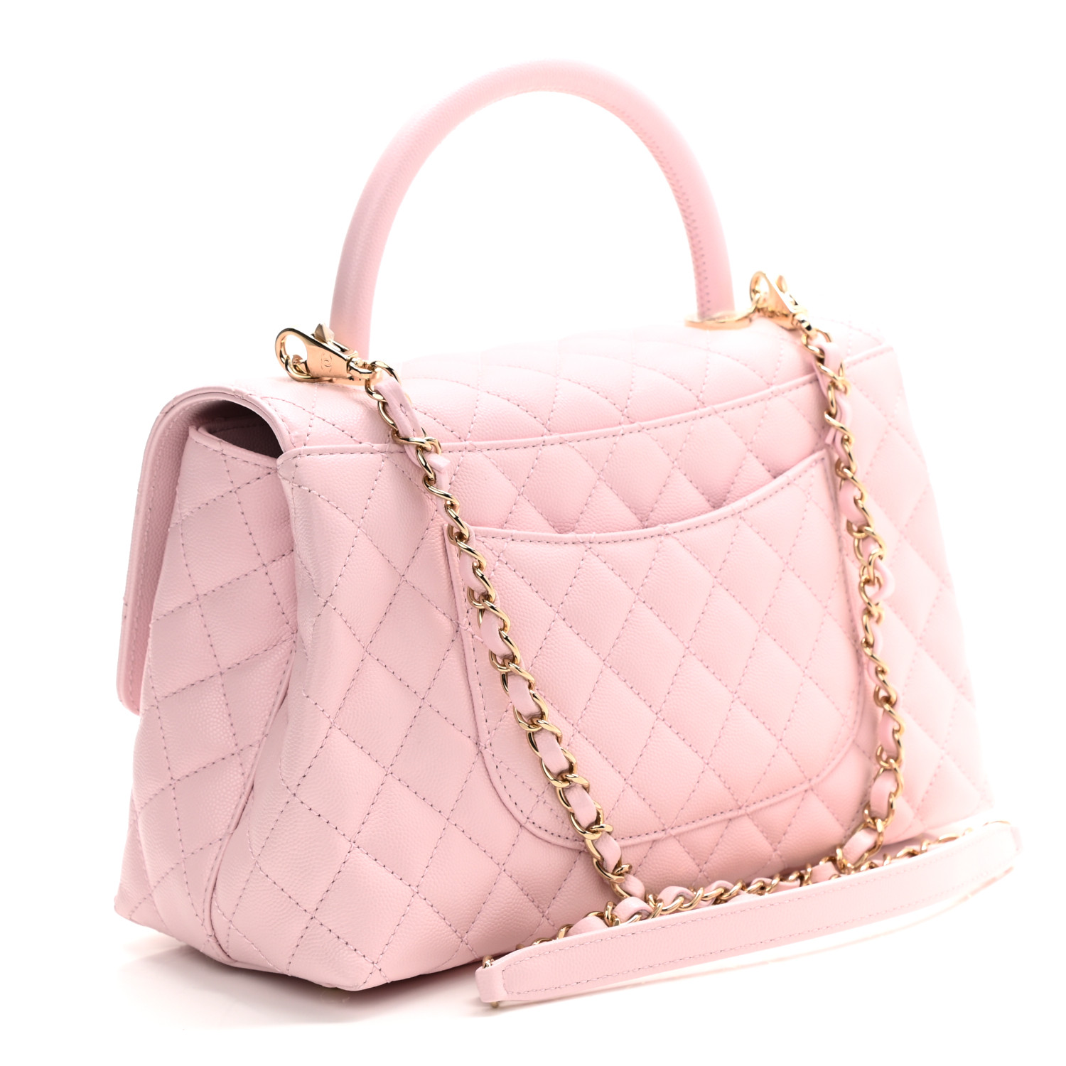 Caviar Quilted Small Coco Handle Flap Light Pink - FrasersFashion