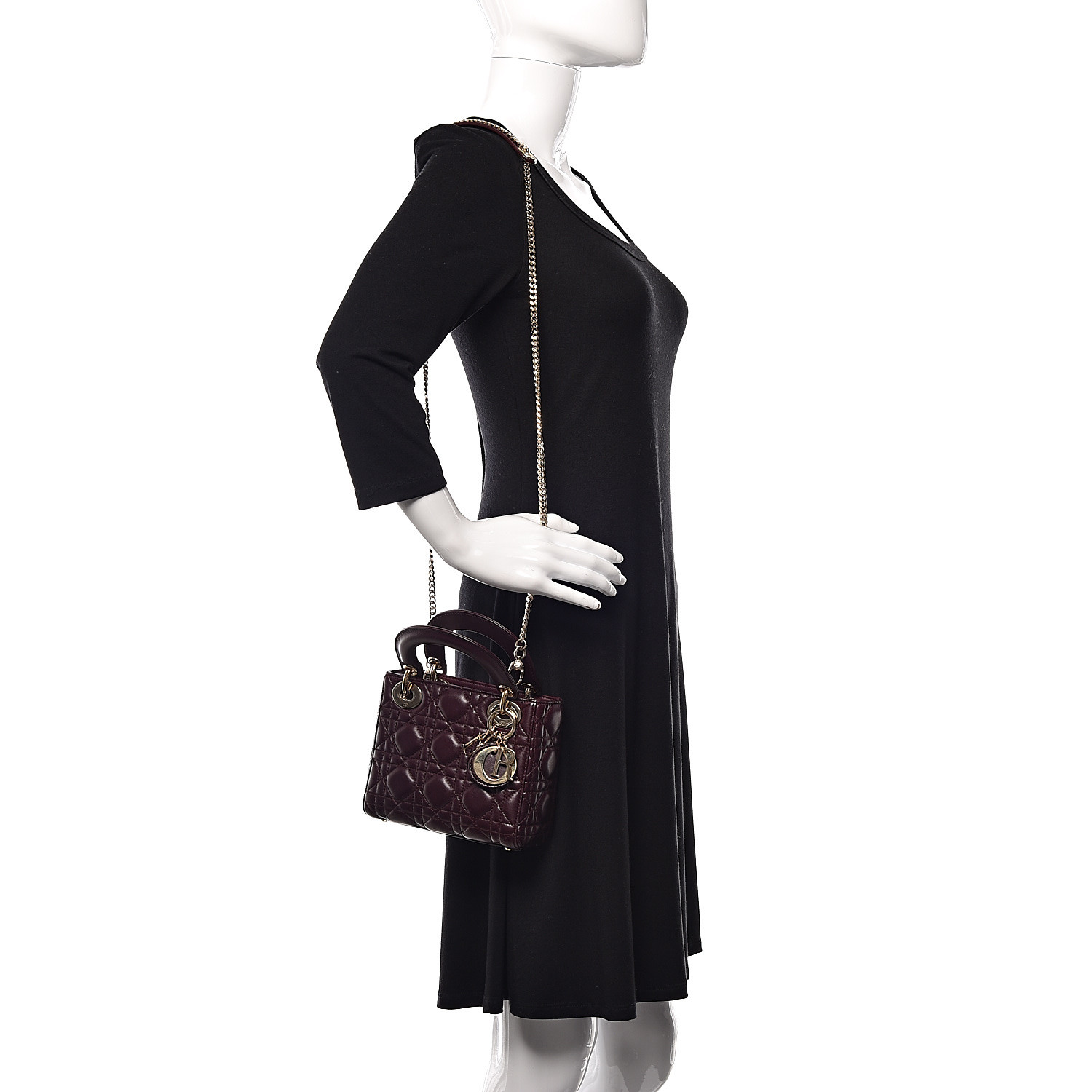 Lambskin Cannage Mini Lady  Plum - FrasersFashion