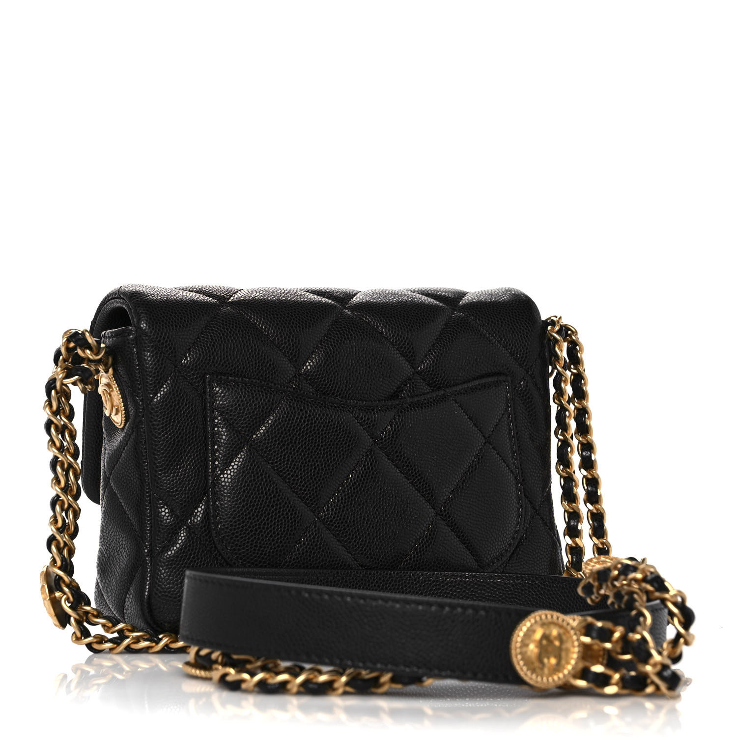 CHANEL Caviar Quilted Mini Twist Your Buttons Flap Black - FrasersFashion