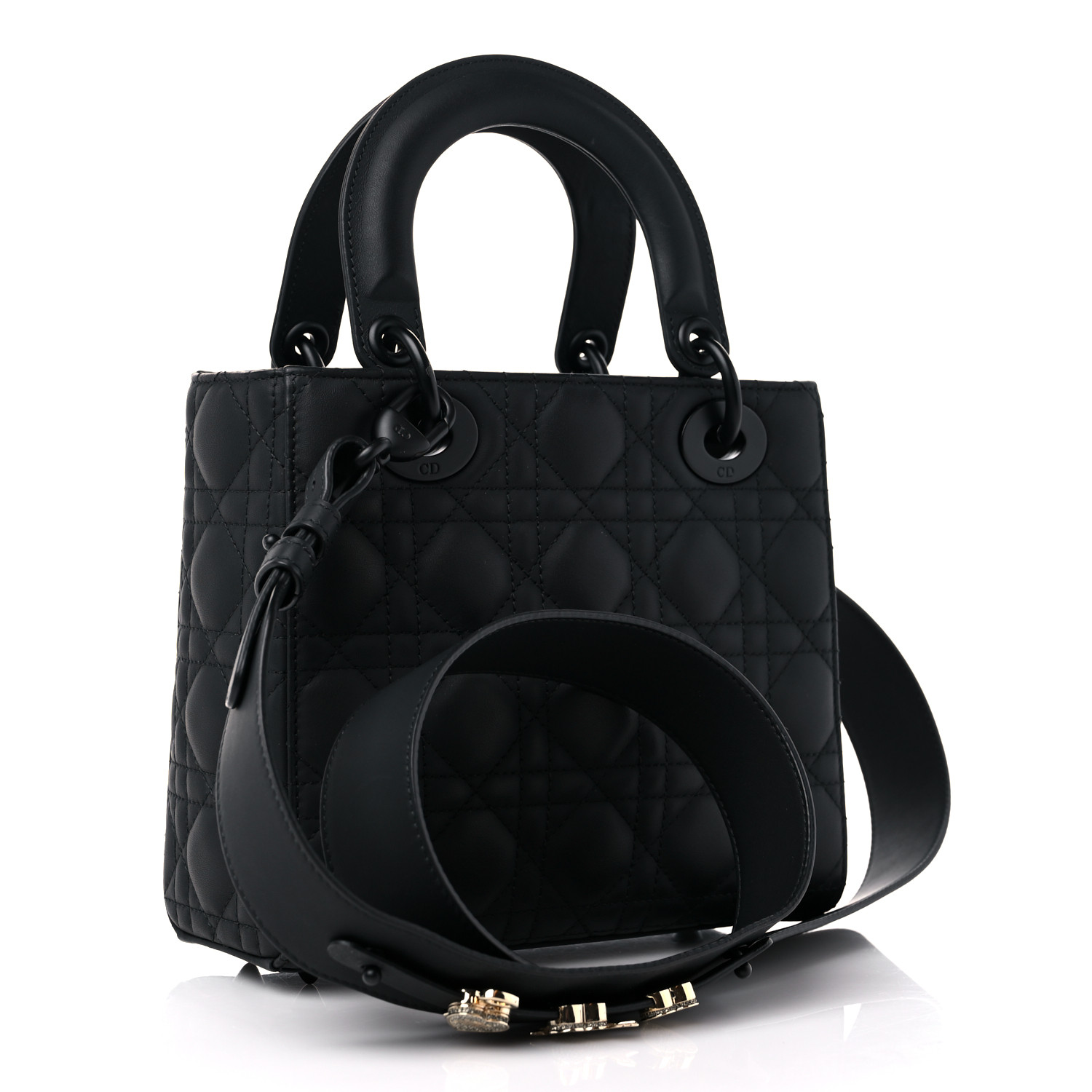 Ultra Matte Calfskin Cannage Small My ABC Lady  Black - FrasersFashion