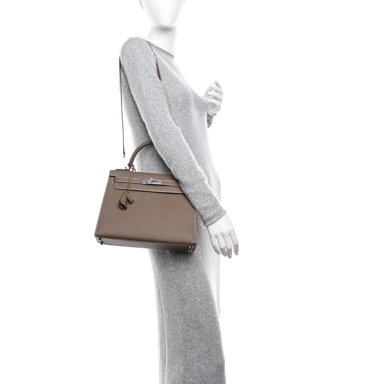 Epsom Kelly Sellier 28 Etoupe (Silver Lock) - FrasersFashion