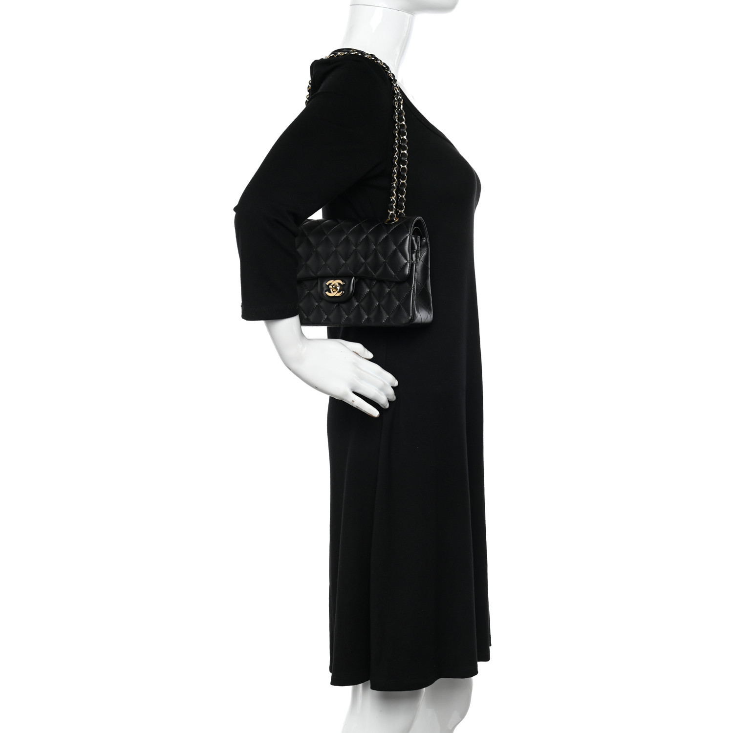 Lambskin Quilted Small Double Flap Black - FrasersFashion