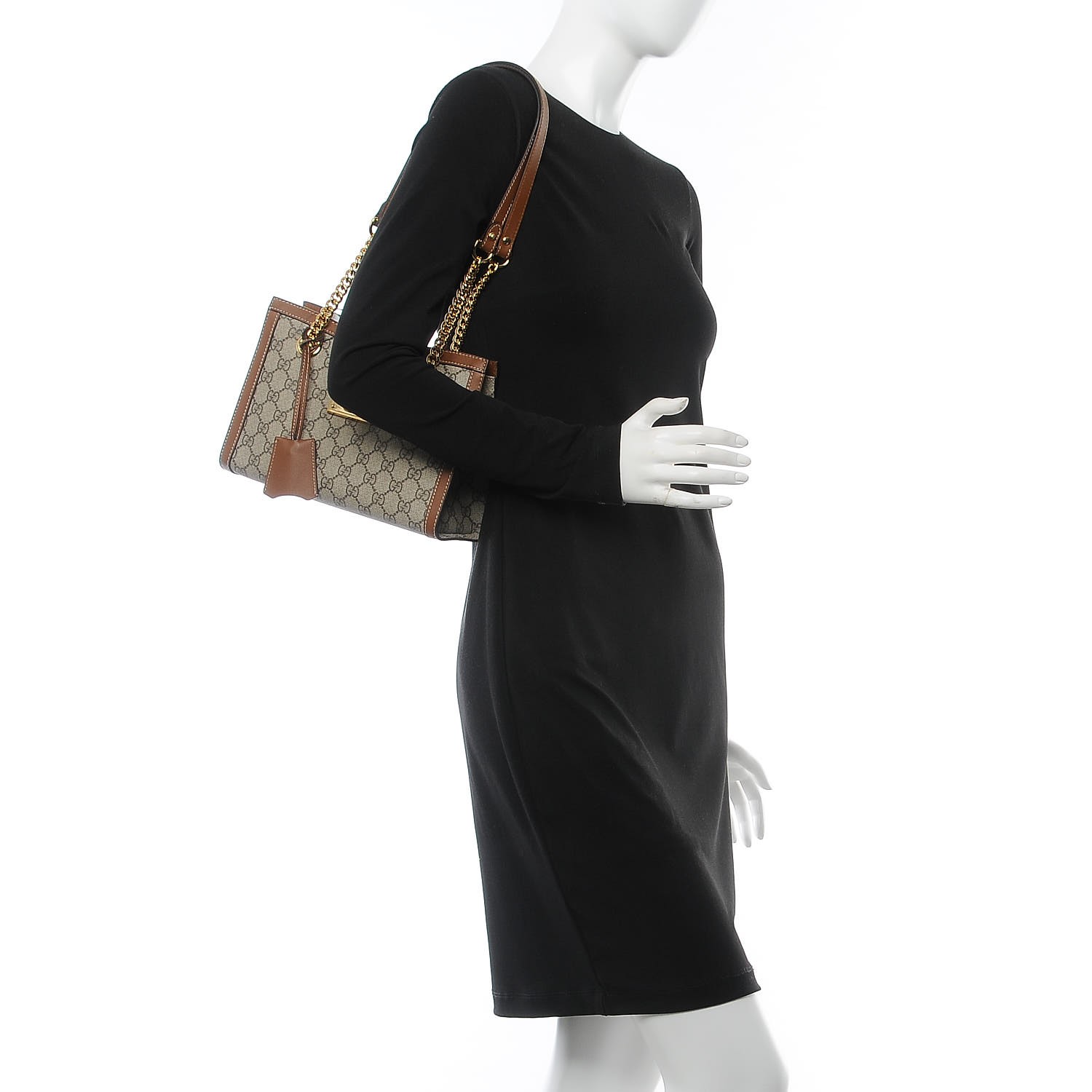 GG Supreme Monogram Calfskin Small Padlock Tote Beige Ebony Tuscany - FrasersFashion
