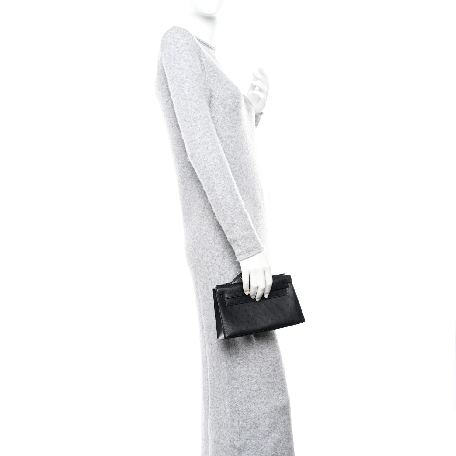 Ostrich Kelly Pochette Black - FrasersFashion
