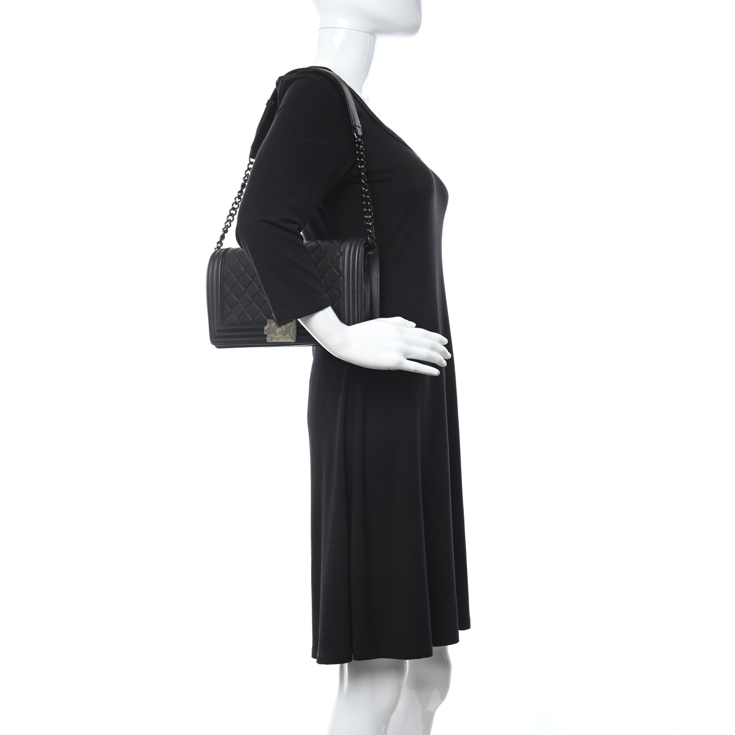 Calfskin Quilted Boy Clutch With Removable Chain So Black - FrasersFashion