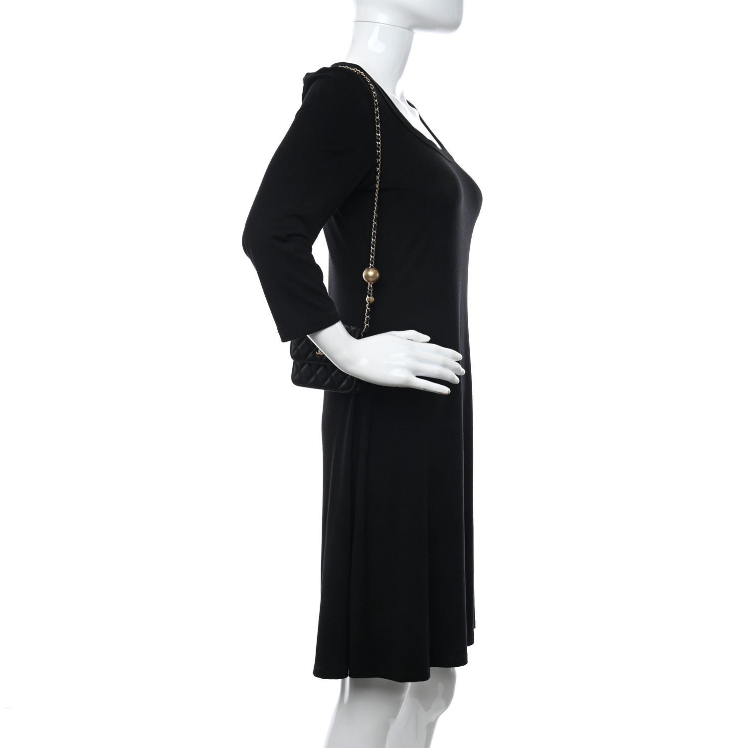 Lambskin Quilted Pearl Crush Flap With Chain Black - FrasersFashion