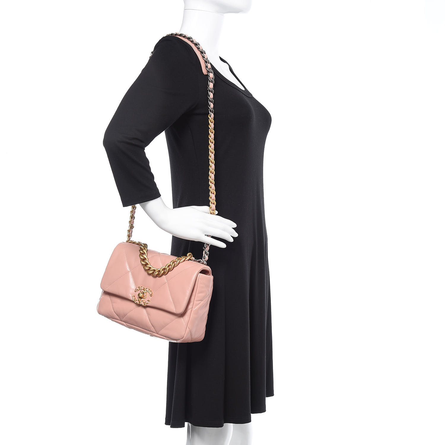 Lambskin Quilted Medium Chanel 19 Flap Light Pink - FrasersFashion