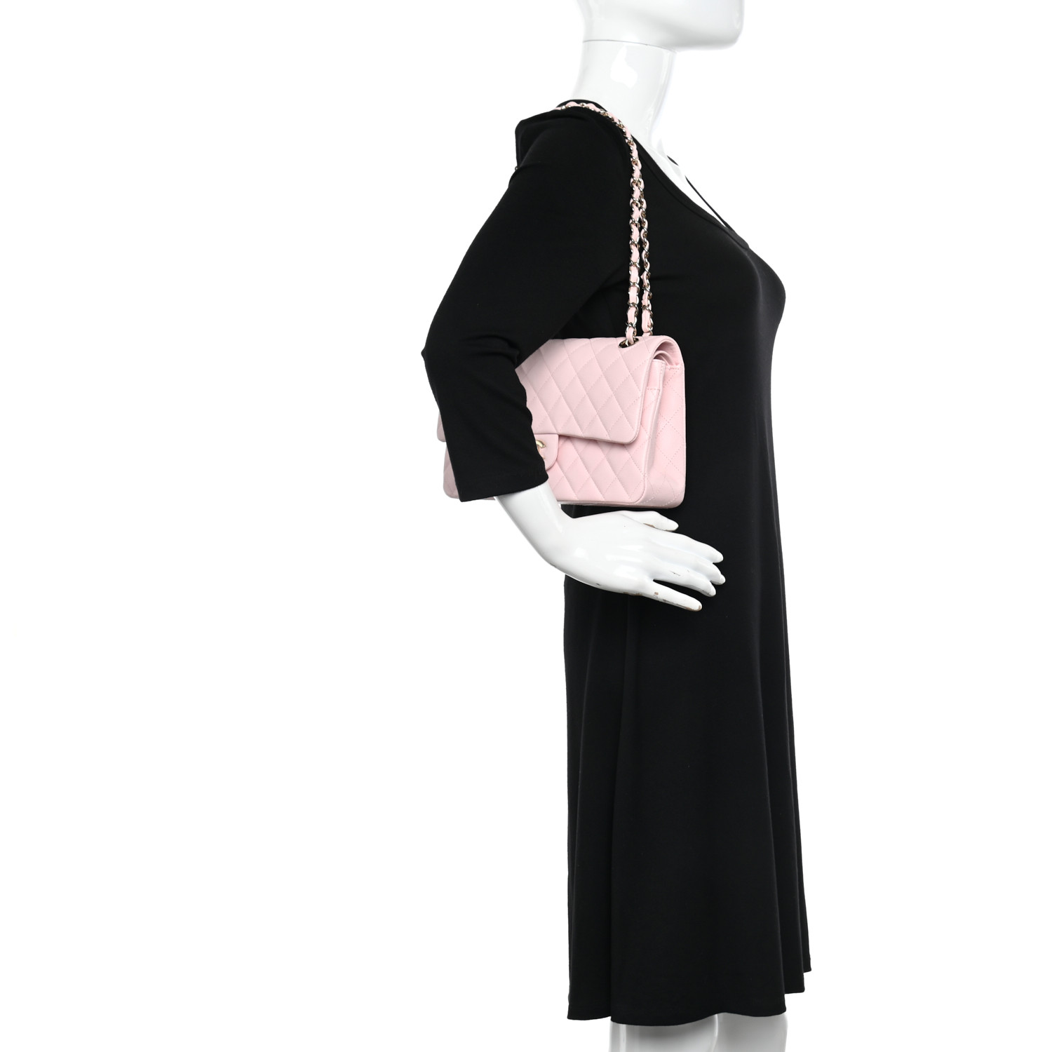 Caviar Quilted Medium Double Flap Light Pink - FrasersFashion