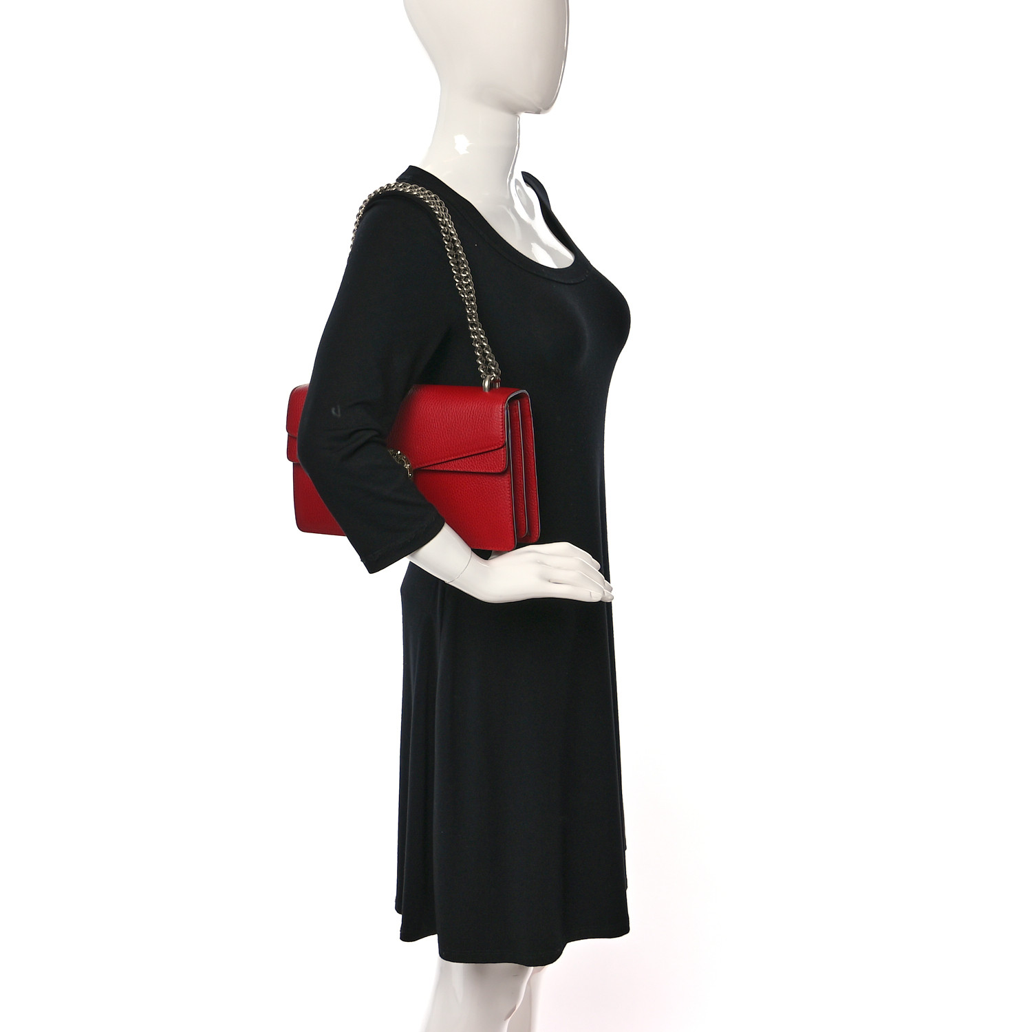 Pebbled Calfskin Small Dionysus Shoulder Bag Red - FrasersFashion
