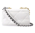 Chanel white Medium 19 Flap Bag - FrasersFashion