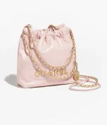 CHANEL 22 MINI HANDBAG Shiny Calfskin & Gold-Tone Metal Light Pink - FrasersFashion