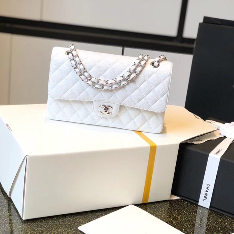 CHANEL Classic Flap Handbag SILVER METAL - FrasersFashion