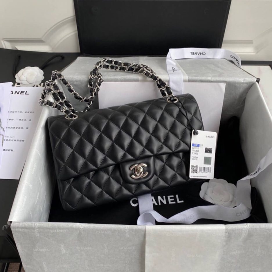 CHANEL CLASSIC HANDBAG Lambskin & Silver Metal - FrasersFashion
