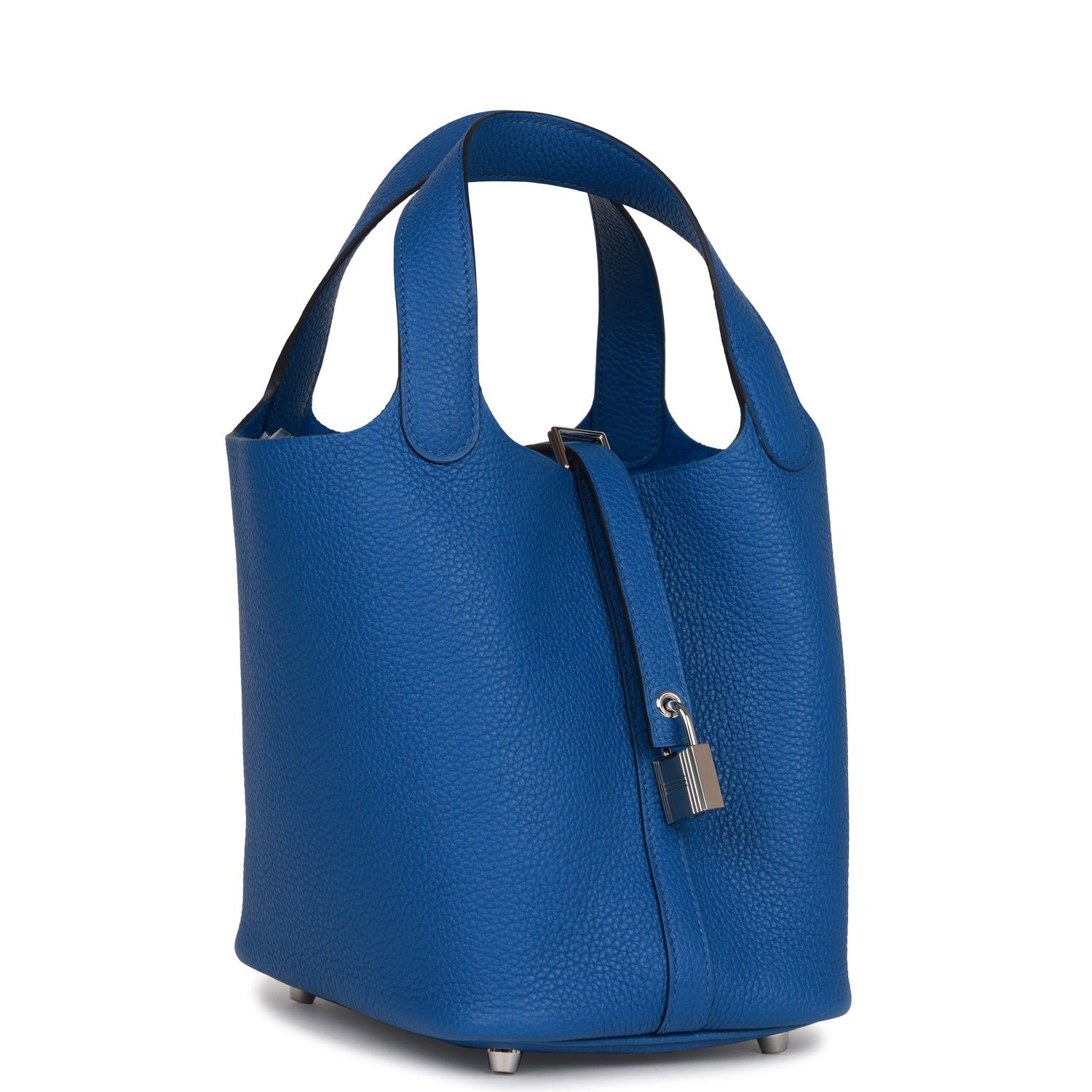 Hermes Picotin Lock 18 Bleu France Clemence Palladium Hardware - FrasersFashion