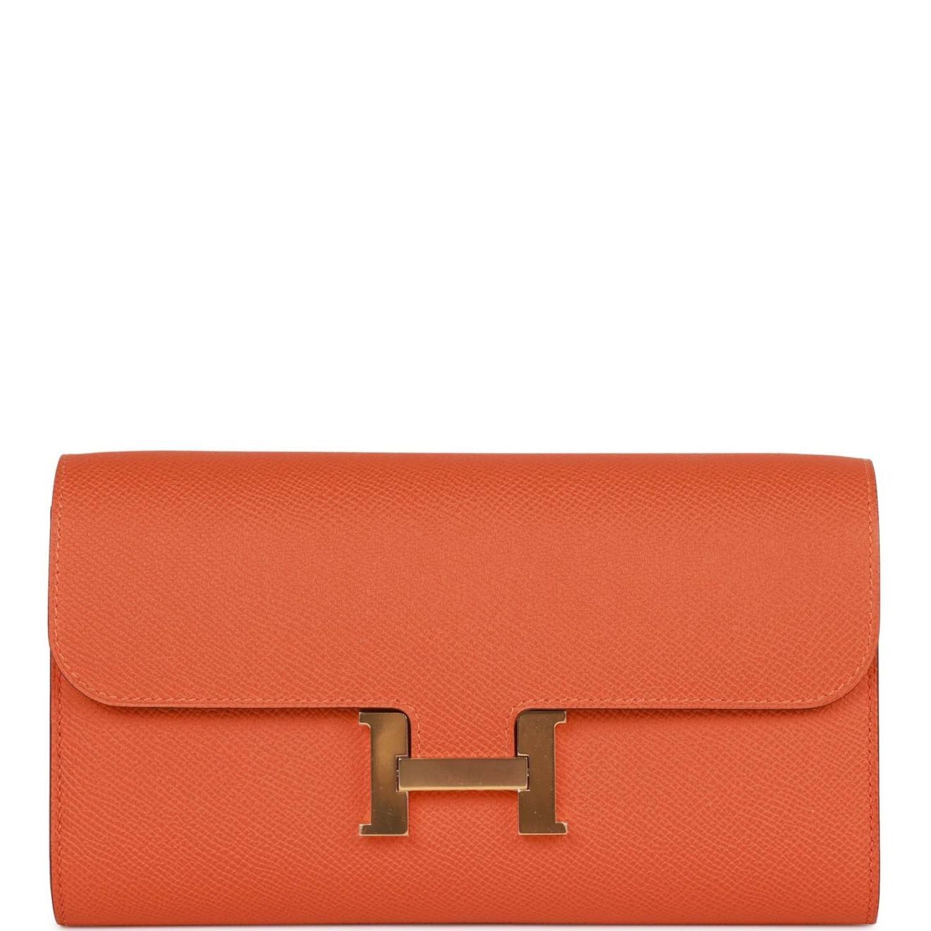 Hermes Constance Wallet To Go Orange Epsom Gold Hardware - FrasersFashion