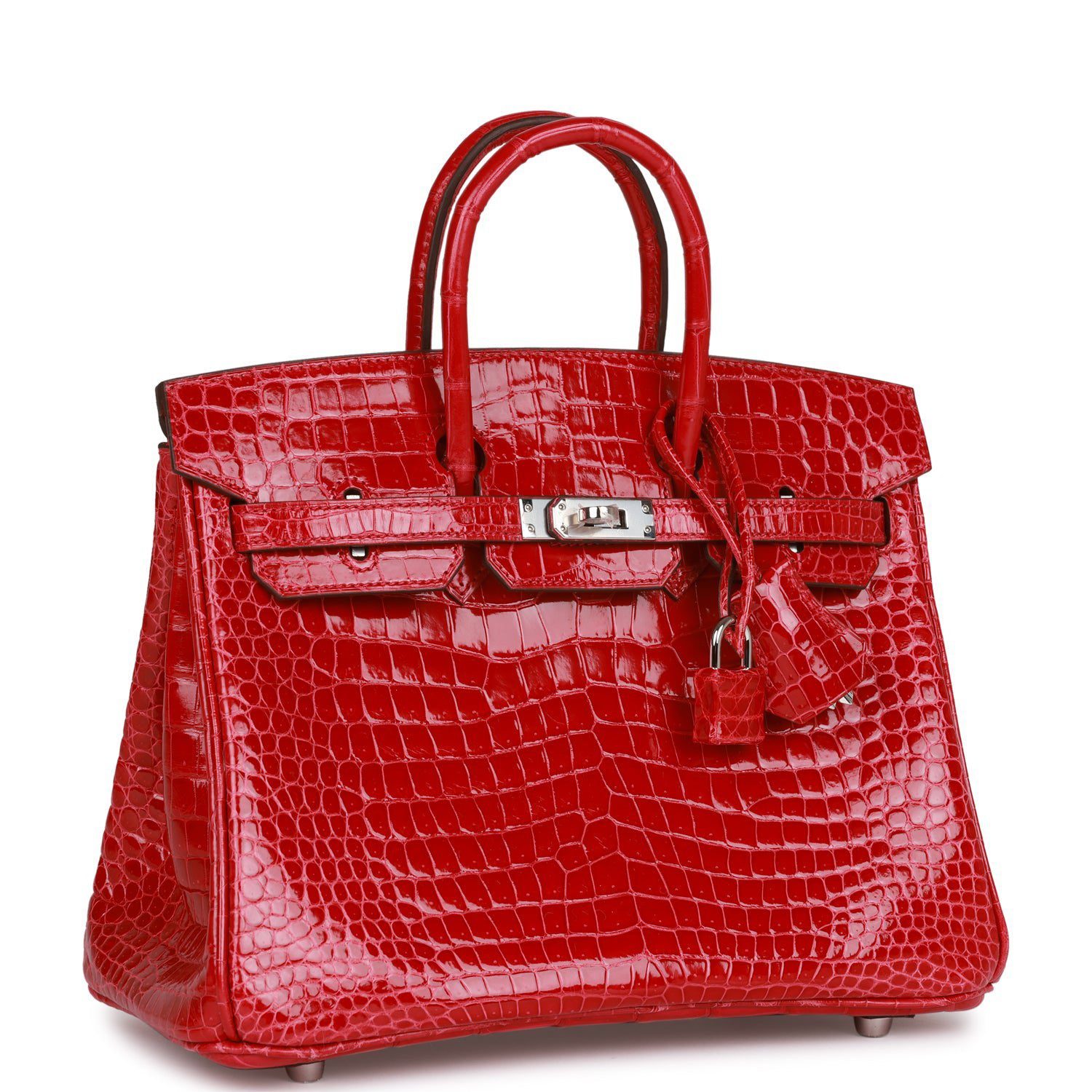 Hermes Special Order (HSS) Birkin 25 Braise Shiny Porosus Crocodile Palladium Hardware - FrasersFashion