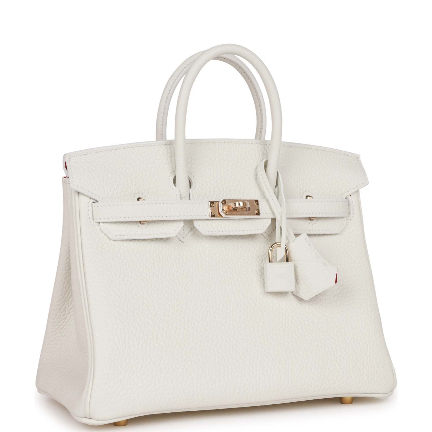 Hermes Special Order (HSS) Birkin 25 White Verso Clemence Permabrass Hardware - FrasersFashion