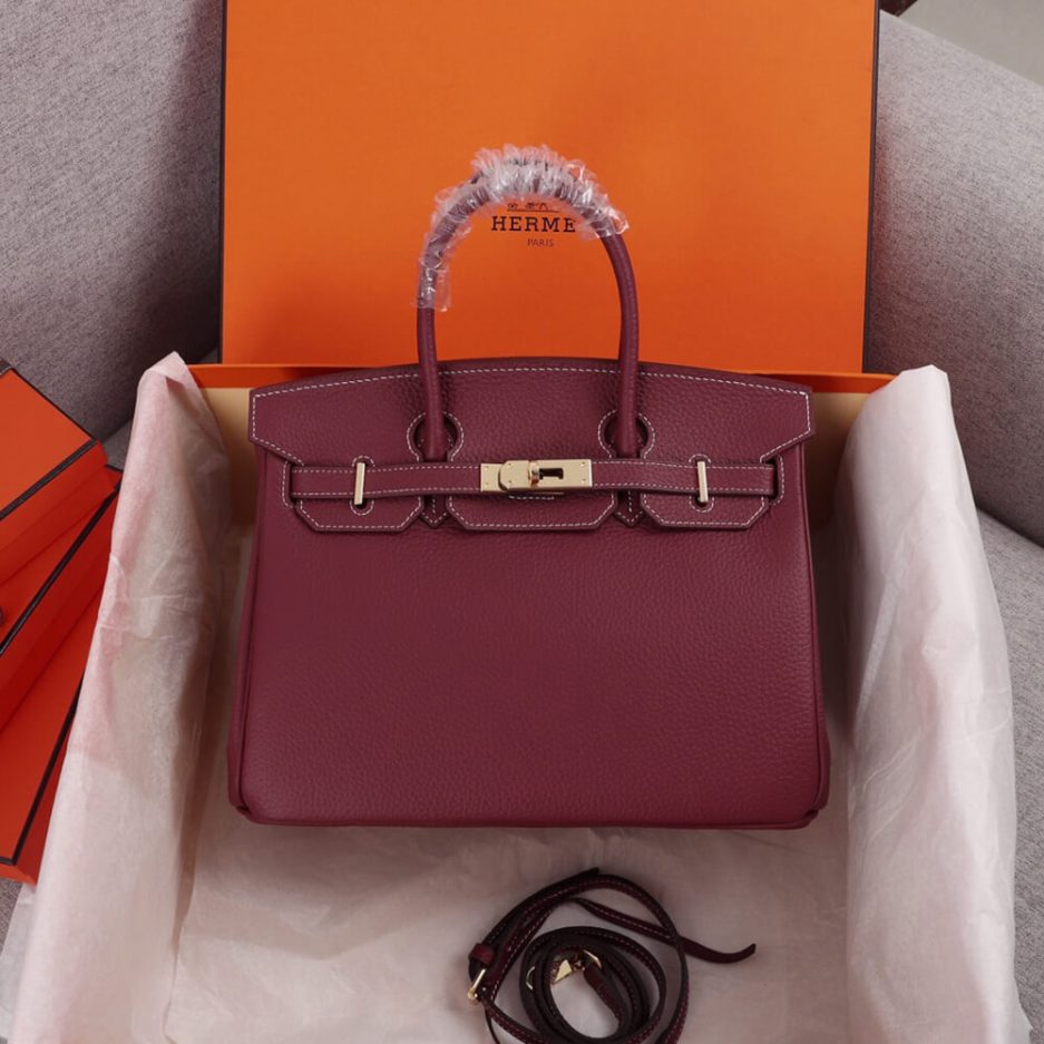 HERMES BIRKIN BAG 25 (Garnet red） - FrasersFashion