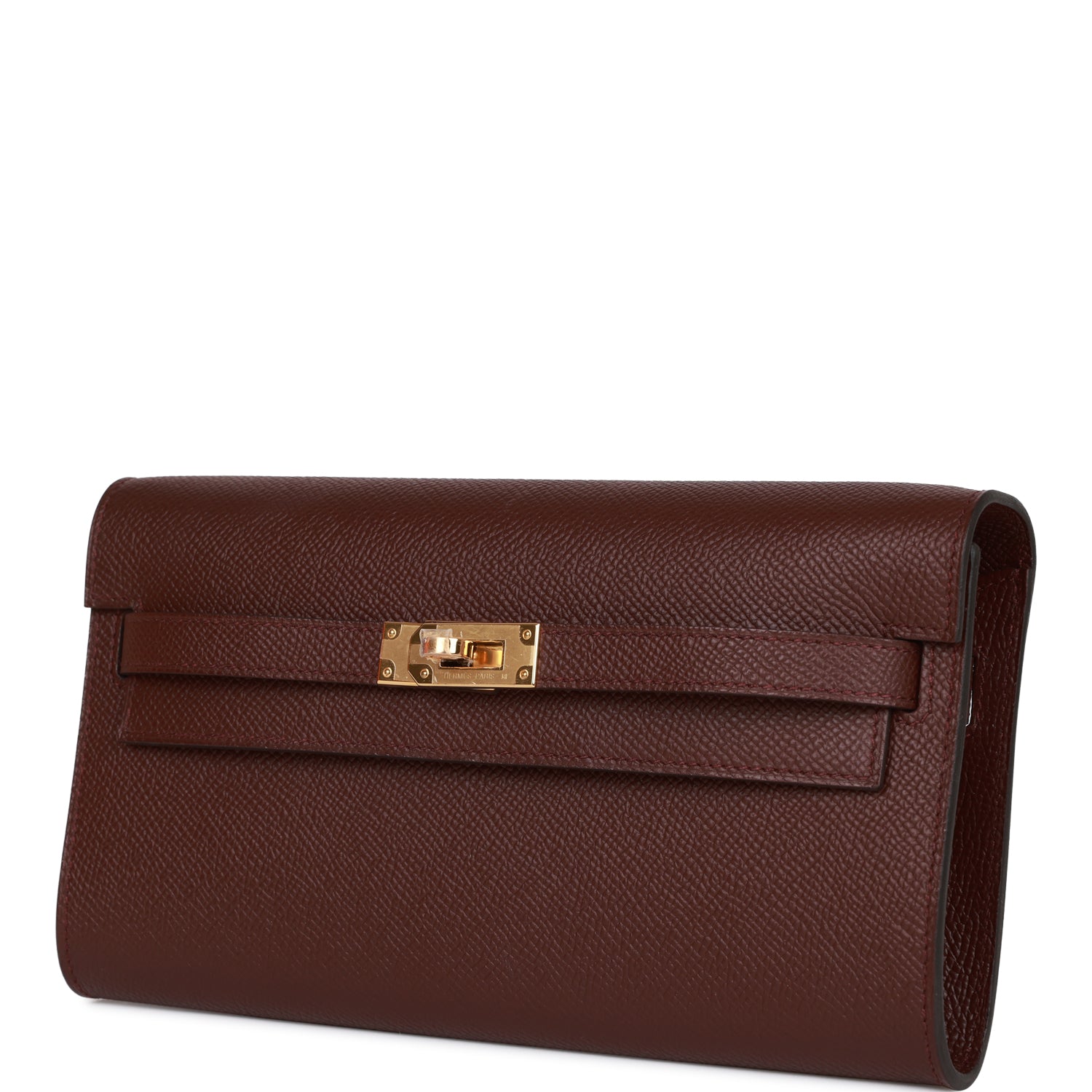 Hermes Kelly Wallet To Go Bordeaux Epsom Gold Hardware - FrasersFashion