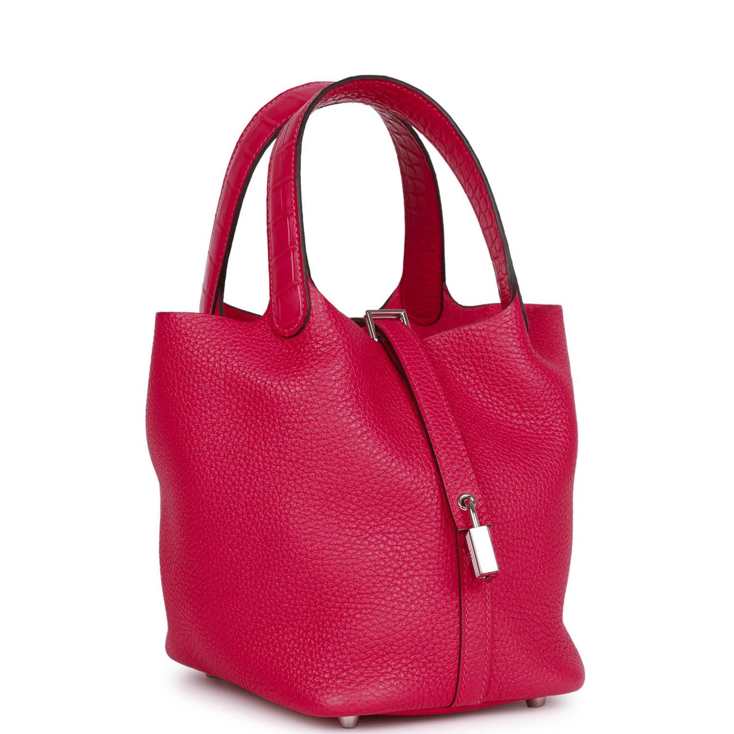 Hermes Picotin Lock 18 Framboise Clemence and Matte Alligator Touch Palladium Hardware - FrasersFashion
