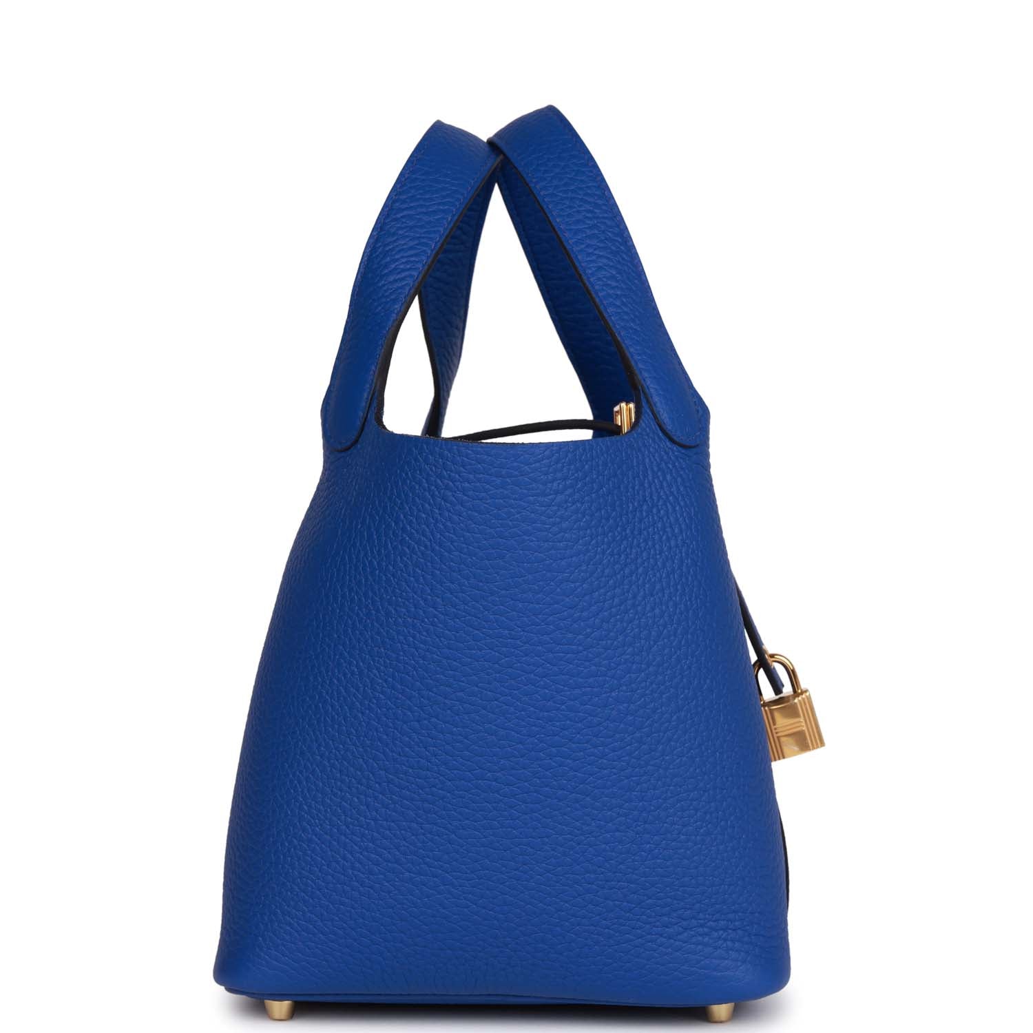Hermes Picotin Lock 18 Bleu Royal Clemence Gold Hardware - FrasersFashion