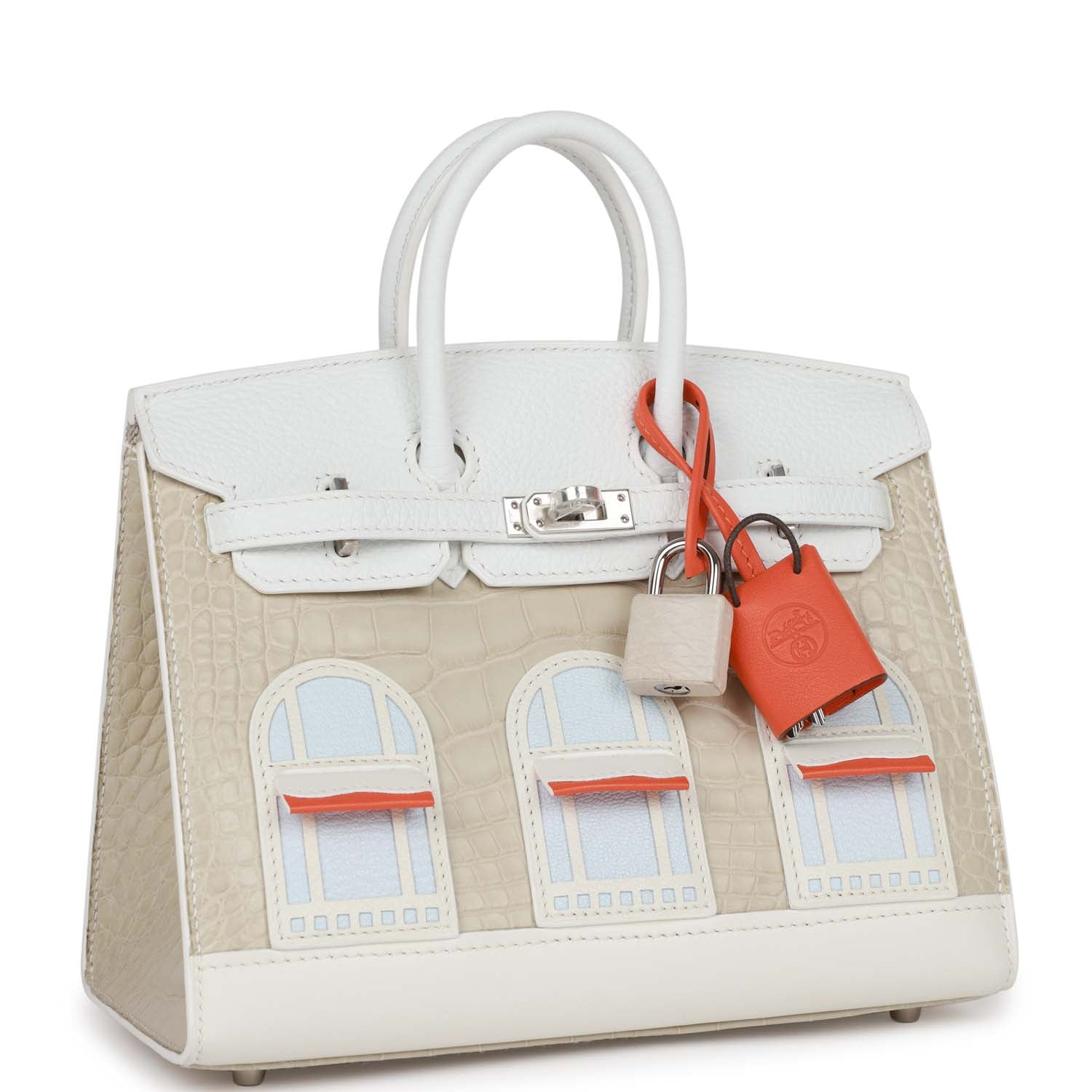 Hermes Sac Faubourg Birkin 20 White Matte Alligator Palladium Hardware - FrasersFashion
