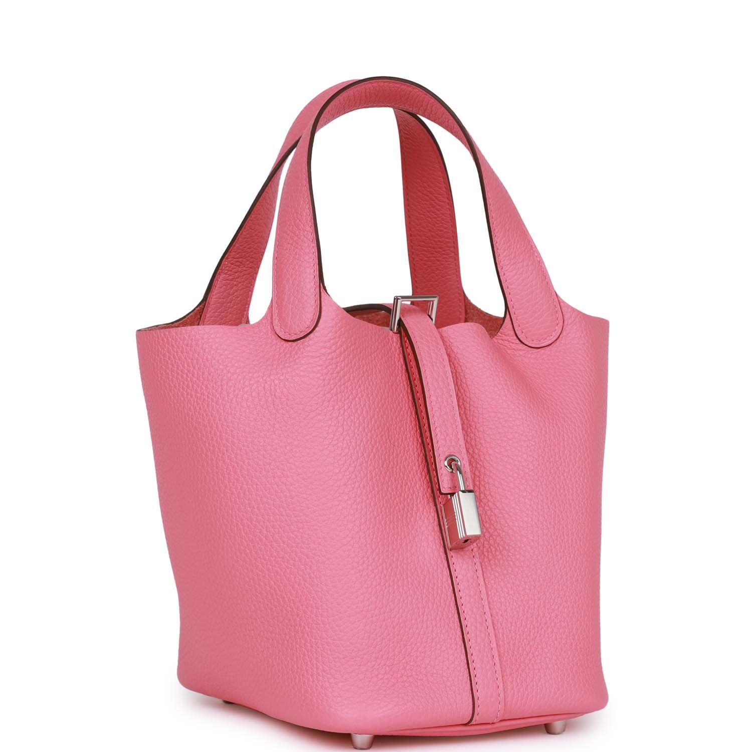 Hermes Picotin 18 Rose Azalee Clemence Palladium Hardware - FrasersFashion