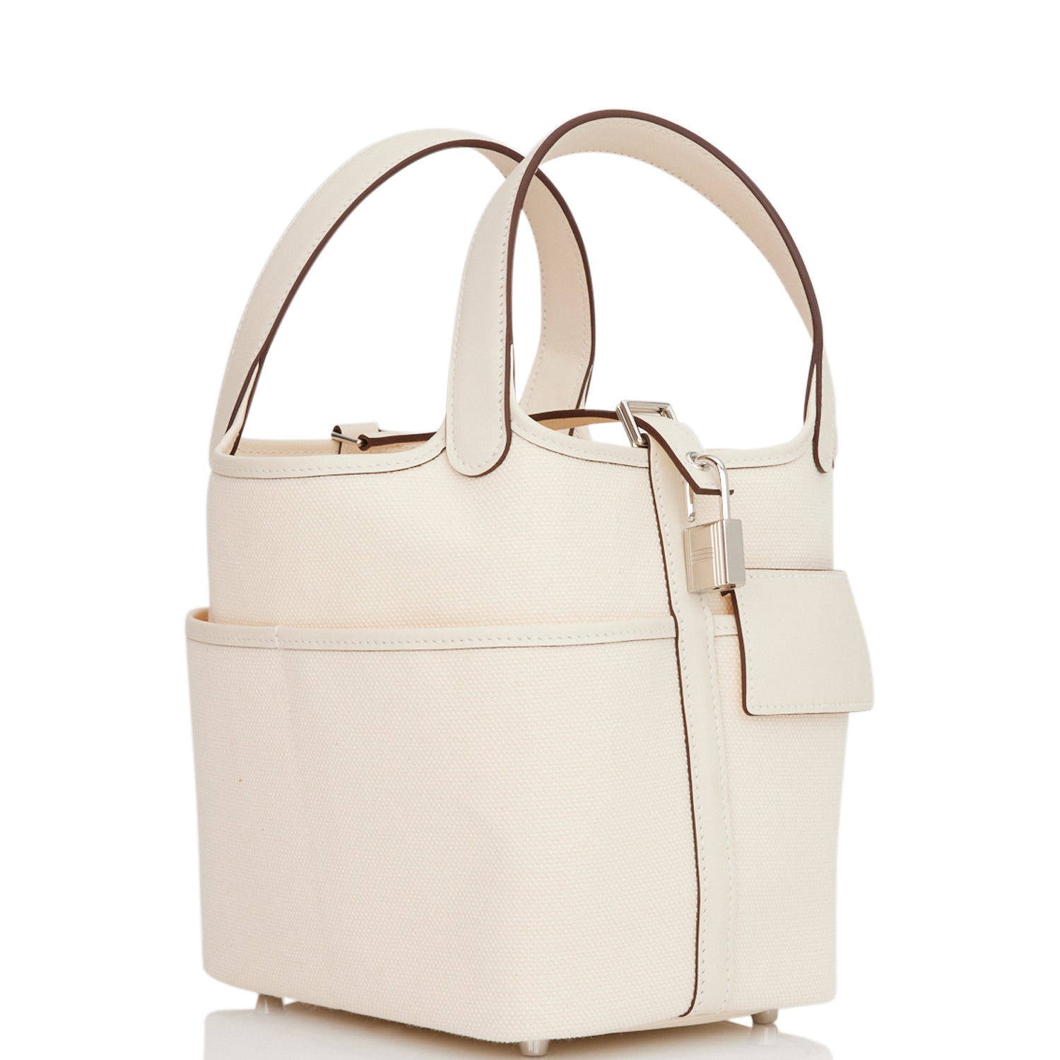 Hermes Picotin Cargo 18 Nata Swift and Toile Canvas Palladium Hardware - FrasersFashion