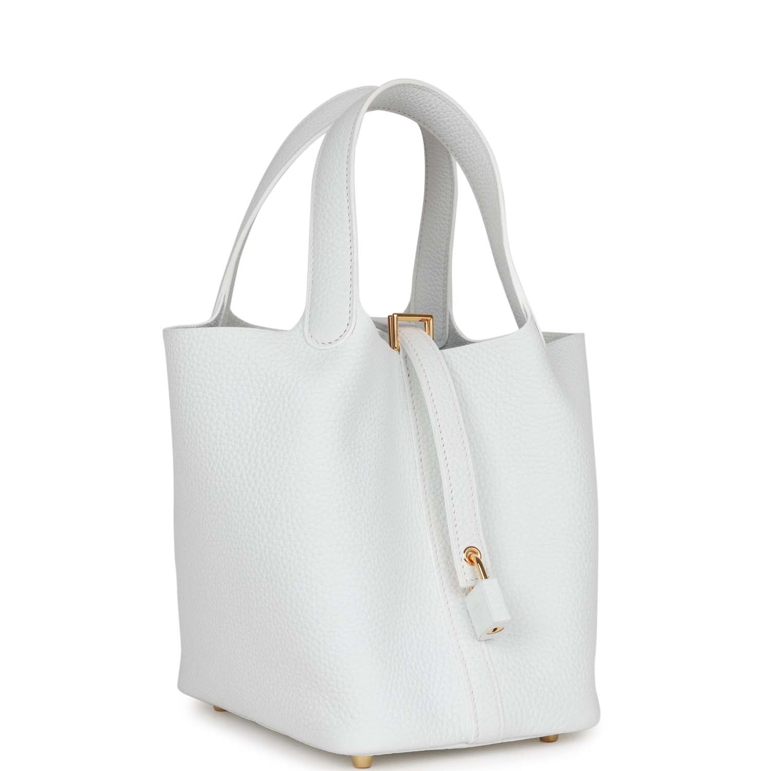 Hermes Picotin Lock 18 White Clemence Gold Hardware - FrasersFashion