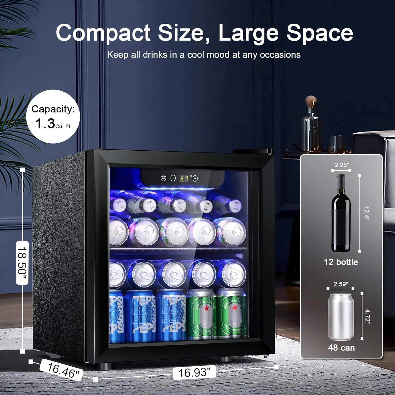 Antarctic Star 12 Bottle/48 Can Beverage Refrigerator Cooler-1.3 cu.ft