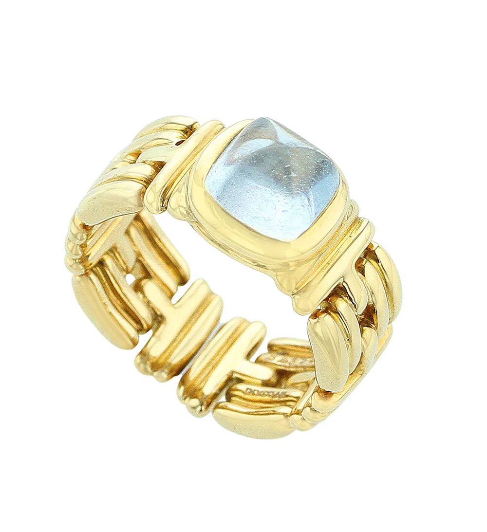 Bvlgari Square Aquamarine Cabochon Ring