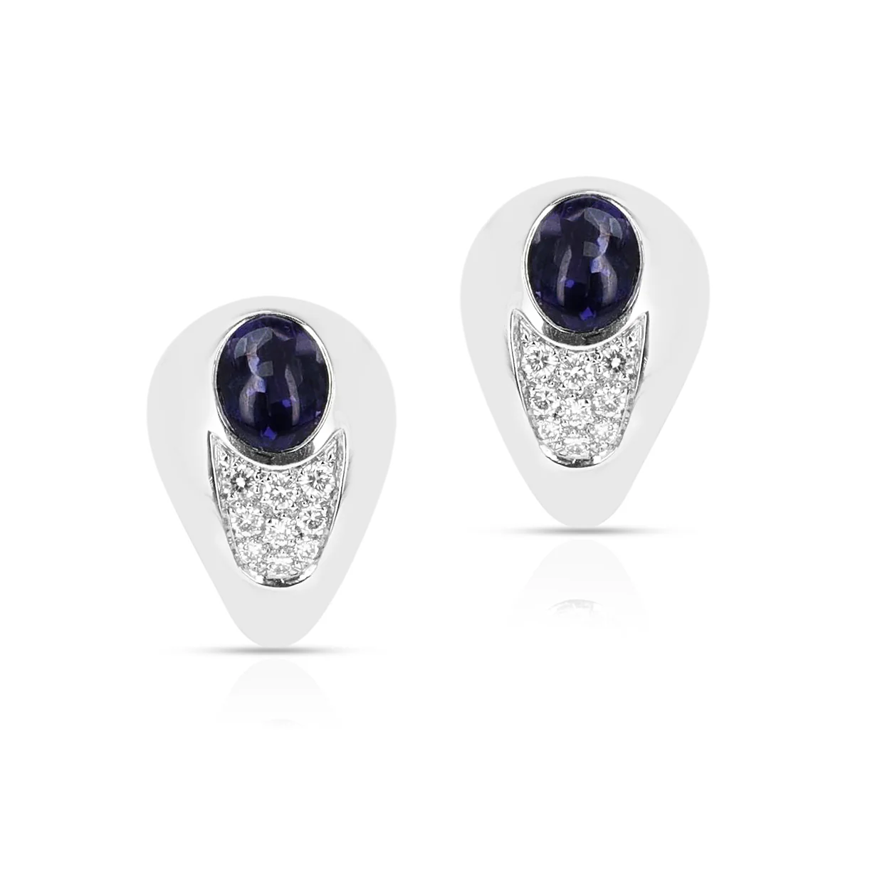Mauboussin 2.15 ct. Iolite and 0.42 ct. Diamond Earrings, 18K Gold