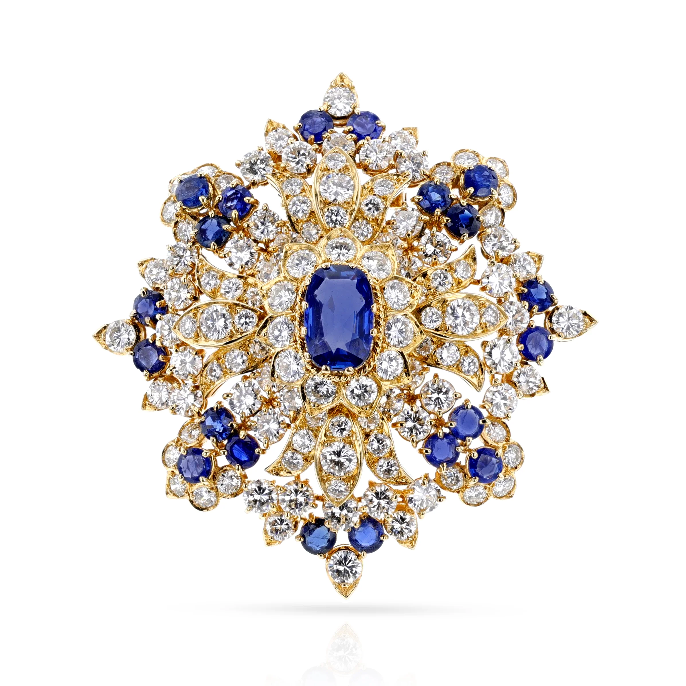 Vourakis Certified Unheated Sapphire and Diamond Earrings, Brooch, and Ring Suite 18k
