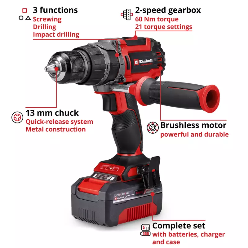 Einhell PROFESSIONAL                                             Cordless Impact Drill TP-CD 18/60 Li-i BL Kit