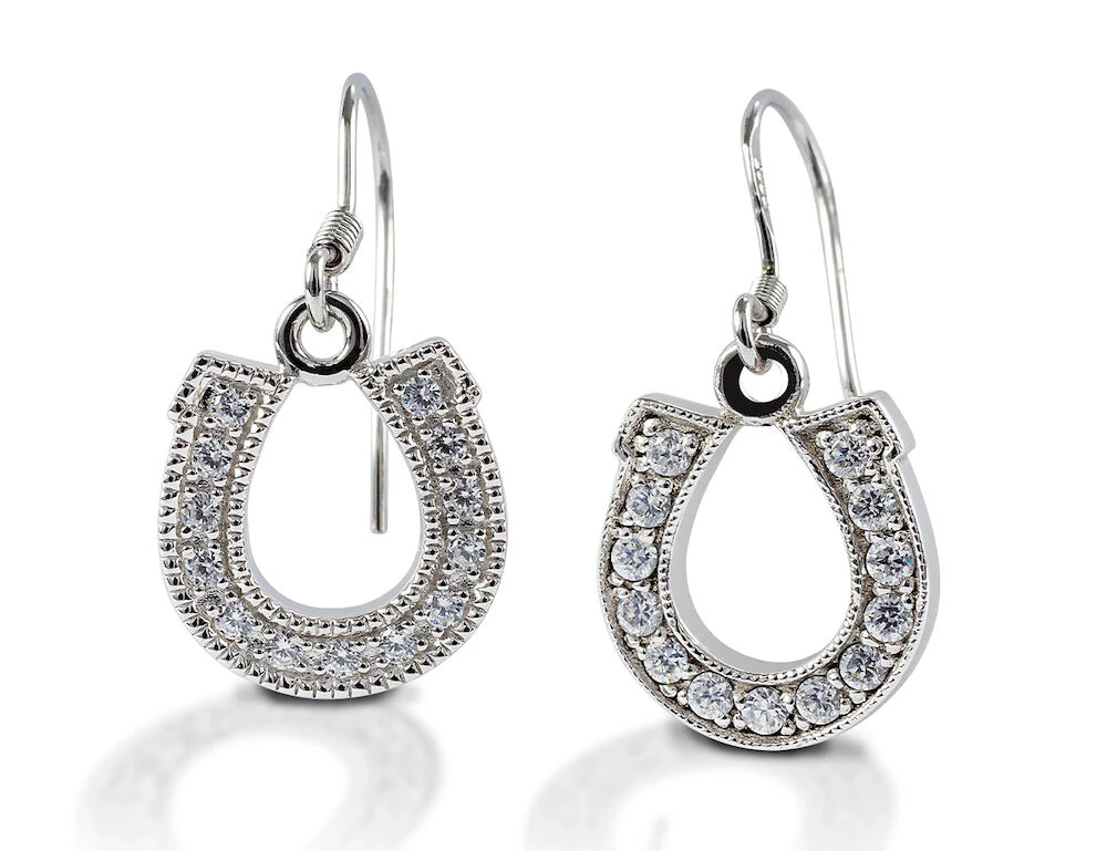 Sterling Silver Dangle Horseshoe Earrings