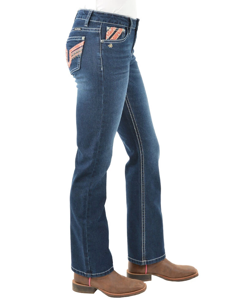 Womens Aztec Boot Cut Jeans - 34 Leg