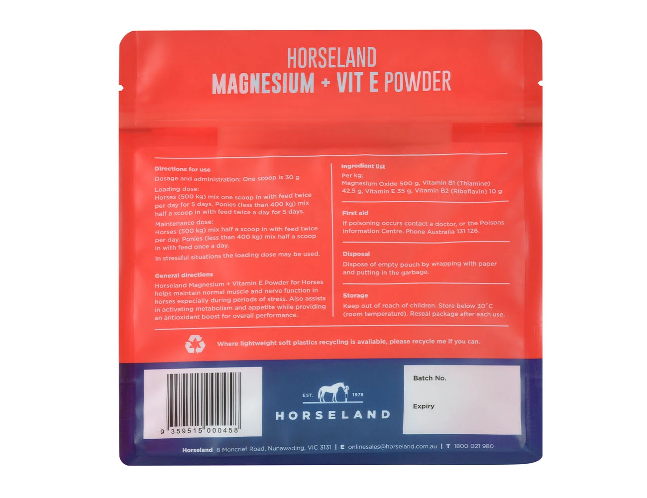 Magnesium + Vit E Powder - 1KG