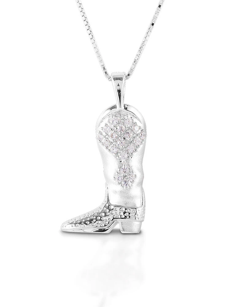 Sterling Silver Western Boot Necklace