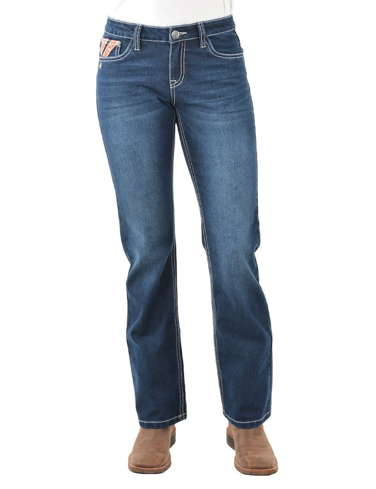 Womens Aztec Boot Cut Jeans - 34 Leg