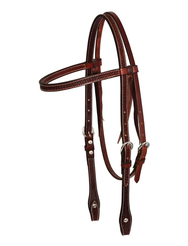 Rosewood Spider Stamp Browband Headstall