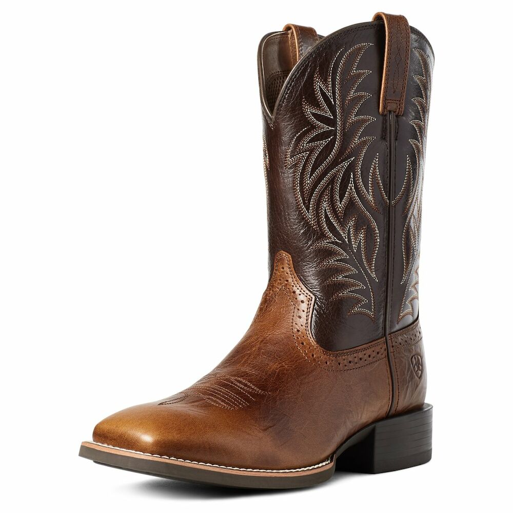 Mens Sport Western Wide Square Toe Boots