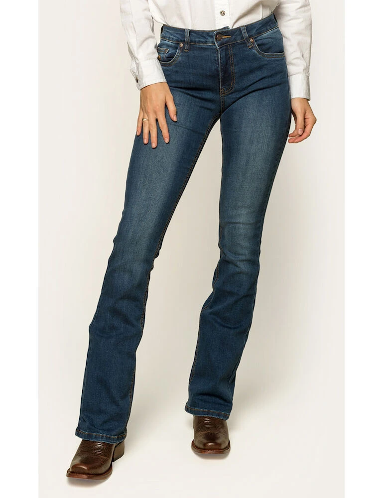 Katherine Womens Mid Rise Bootleg Jeans