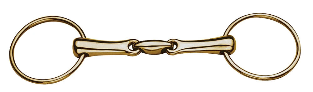 Gold Oval Link Loose Ring Snaffle Bit
