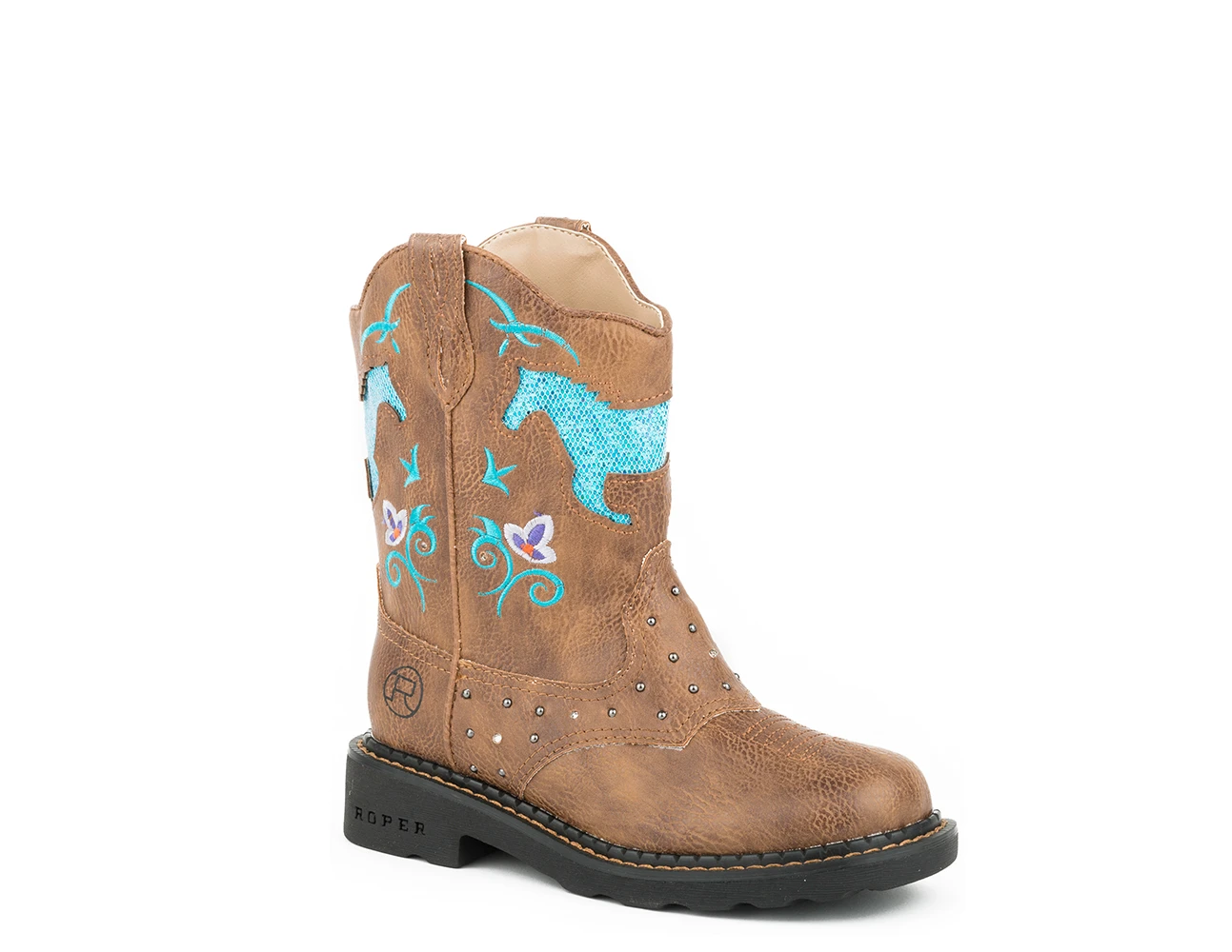 Kids Horse Flowers Light Up Boots