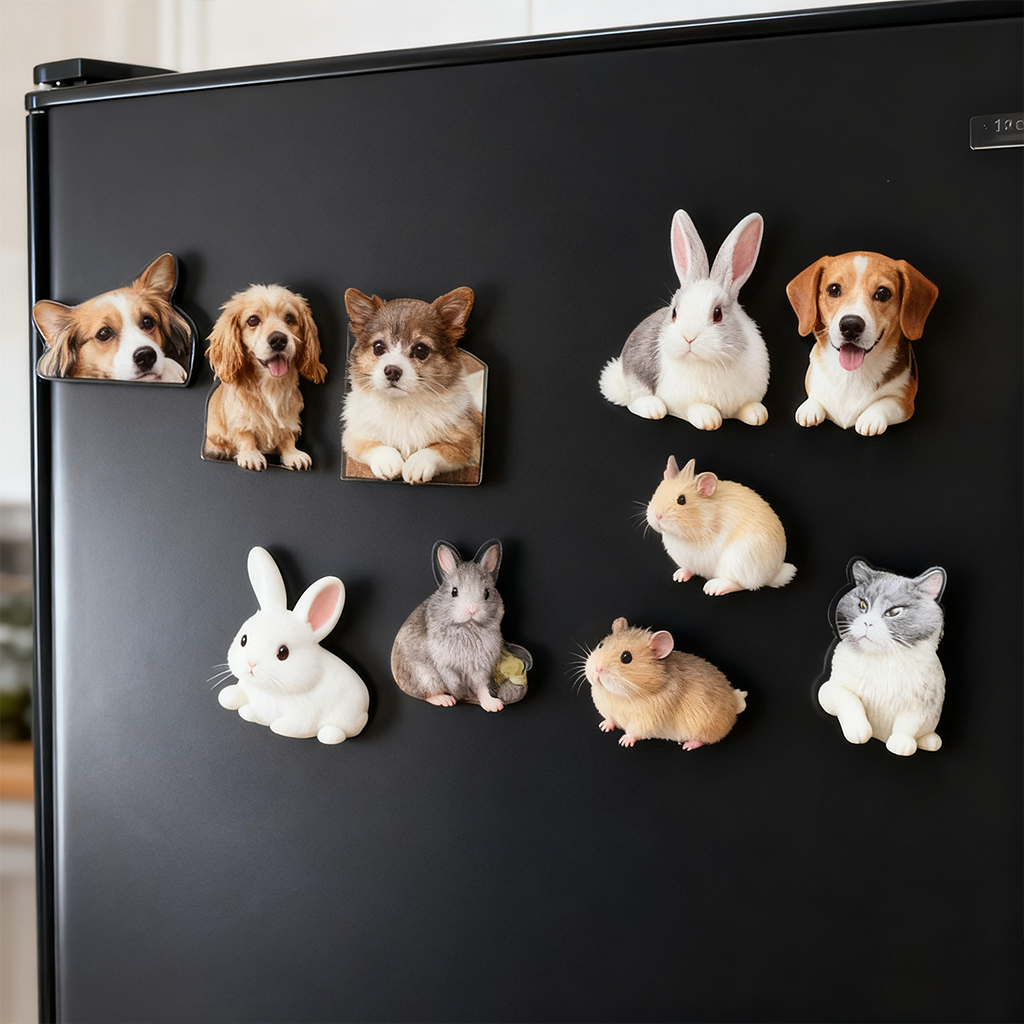 PET-DIY Custom Pet Photo Fridge Magnet – Personalized Dog & Cat Magnet | Cute DIY Gift for Pet Lovers