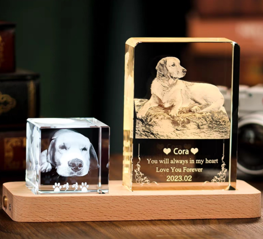 PET-DIY Crystal Memorial – Personalized Engraved Glass Keepsake | Custom Pet or Human Memory Gift | Elegant Tribute Glass Ornament